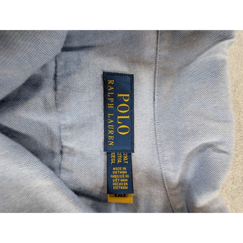 NWT Polo Ralph Lauren Big & Tall 2XLT Oxford Camp Shirt Light Blue Short Sleeve - Picture 8 of 12